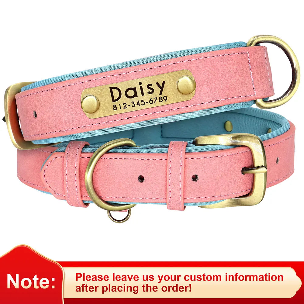 Premium Personalized Leather Dog Collar – Comfort Meets Style